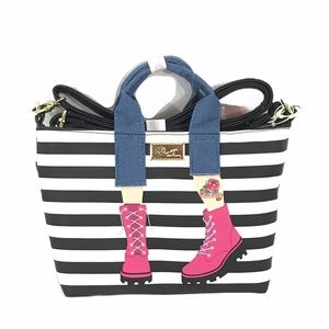 Luv Betsey Johnson LBCOOPER Stripe Tote White